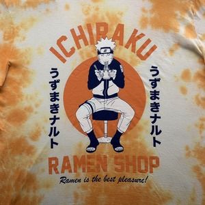Naruto Graphic T-Shirt Mens XL X-Large Ichiraku Ramen‎ Shop Noodles Happy Anime